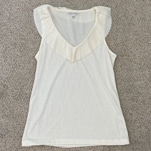 NBW Banana Republic Ivory V-Neck Blouse with Chiffon Detail, XS